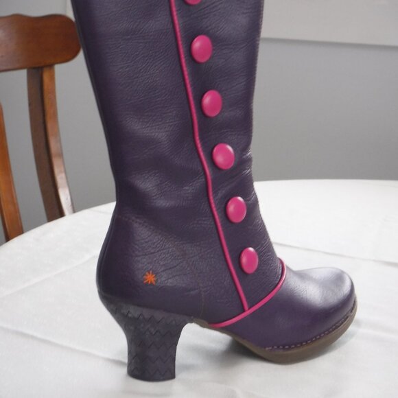 Art Gaucho Ceraza Harlem heeled leather boot in plum crazy and Fushia size EU 40 - Picture 3 of 16